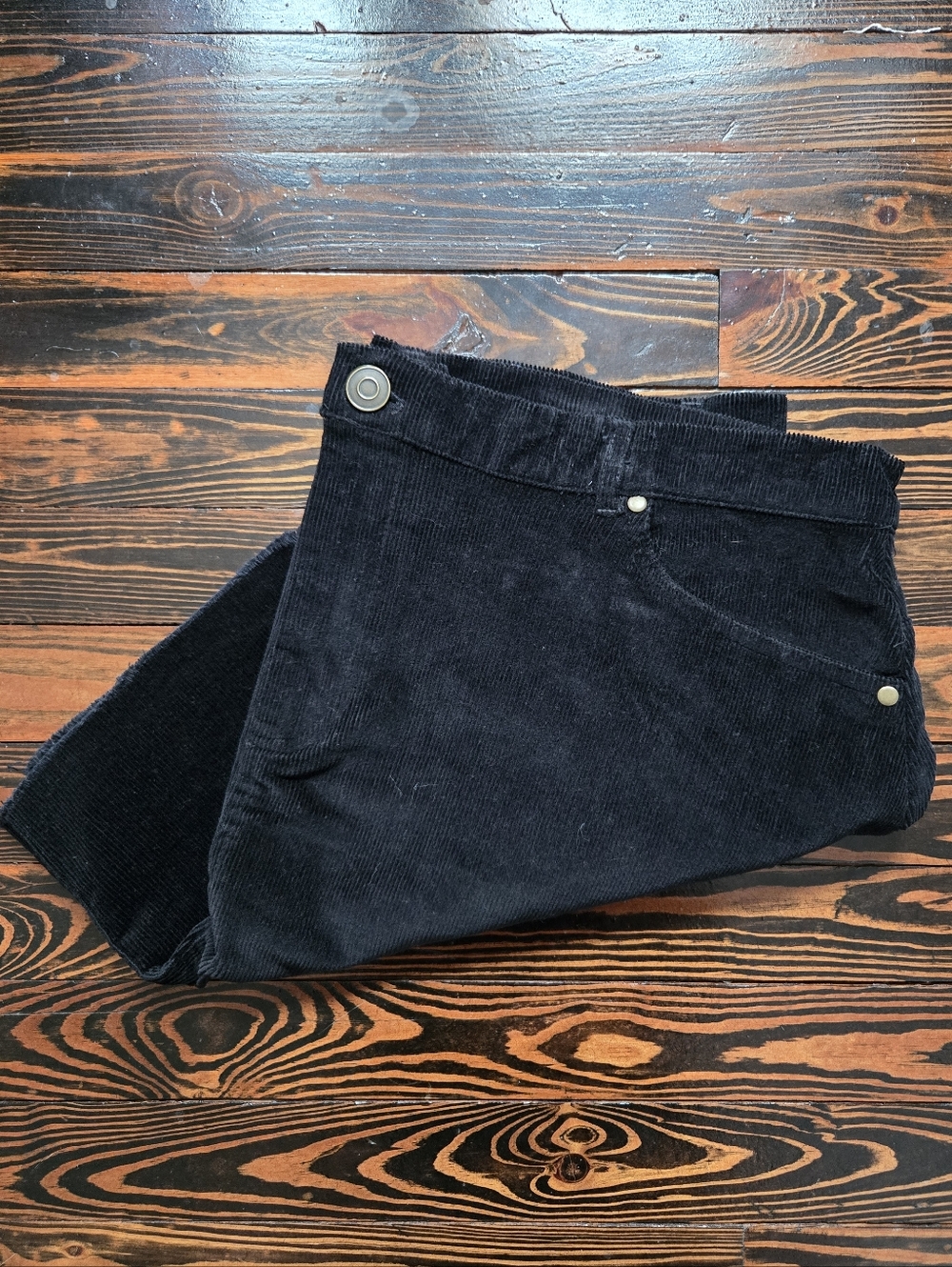 Rue+ Black Corduroy Mini Skirt High Waisted Raw Hem Stretch A-Line Plus Size 2X